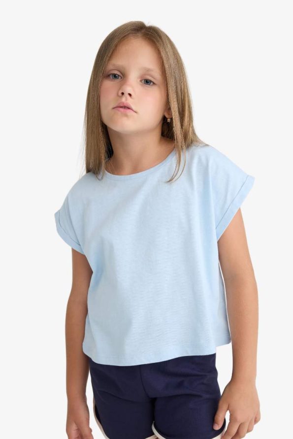 Girls' Boxy Fit Crew Neck Basic Short Sleeve T-Shirt