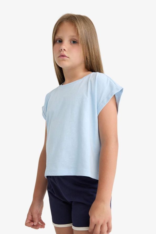 Girls' Boxy Fit Crew Neck Basic Short Sleeve T-Shirt