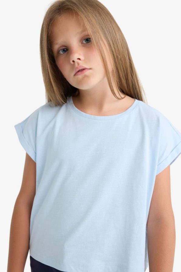 Girls' Boxy Fit Crew Neck Basic Short Sleeve T-Shirt