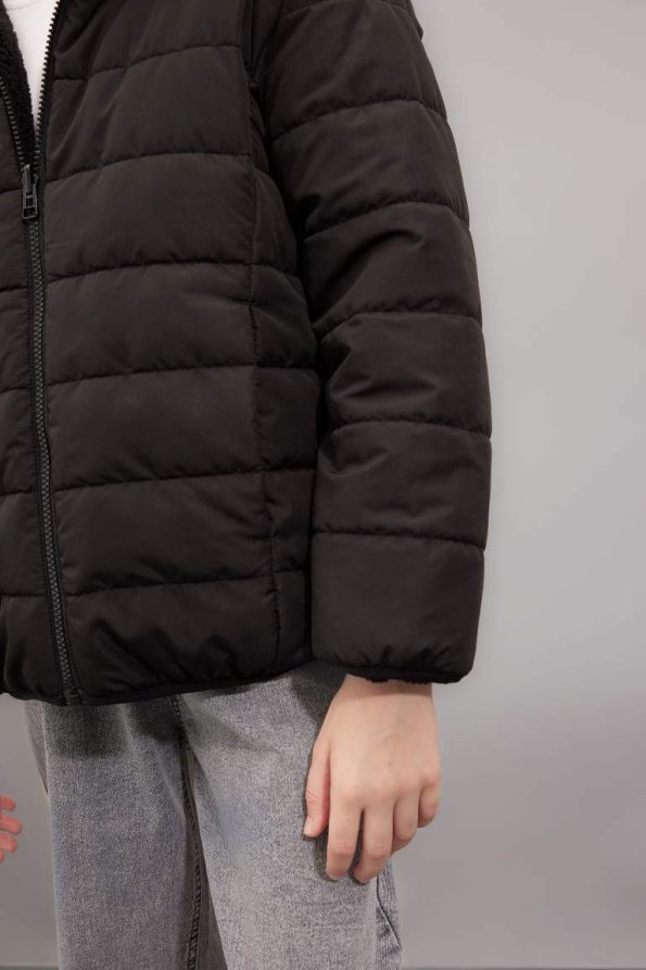 Boys' Reversible Windproof Hooded Zippered Jacket with Pockets