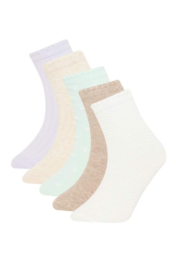Seamless Cotton Long Socks for Baby Girls - Set of 5