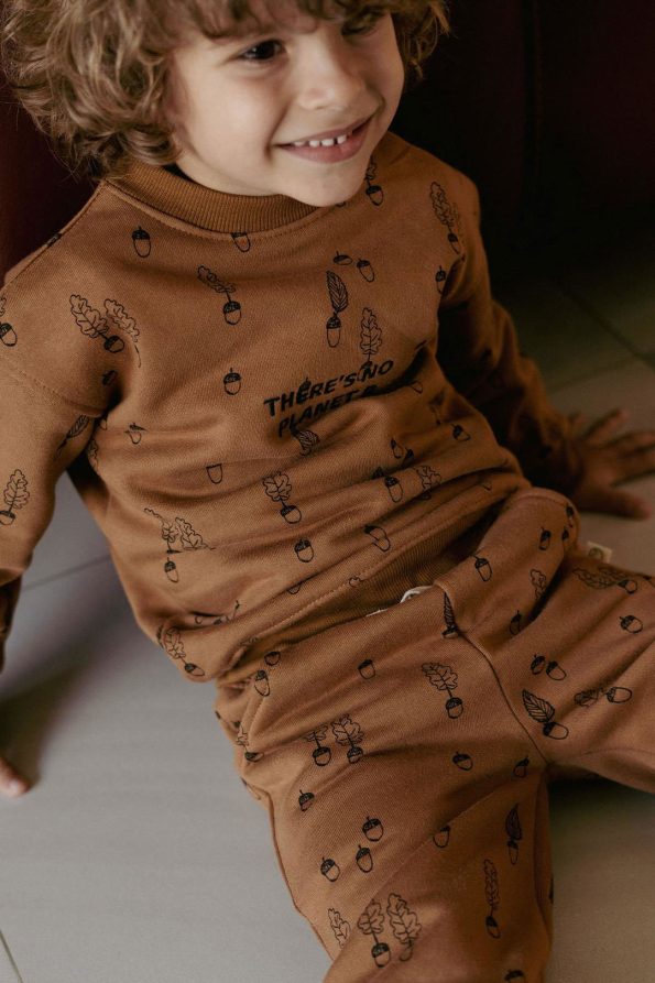 Children's Tracksuit with Hazelnut Pattern in Organic Cotton