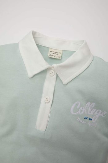 Girls' Short Sleeve Shirt with Printed Collar