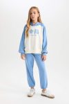 Girls' Hoodie Printed Sweatshirt and Elastic Waist Joggers Set