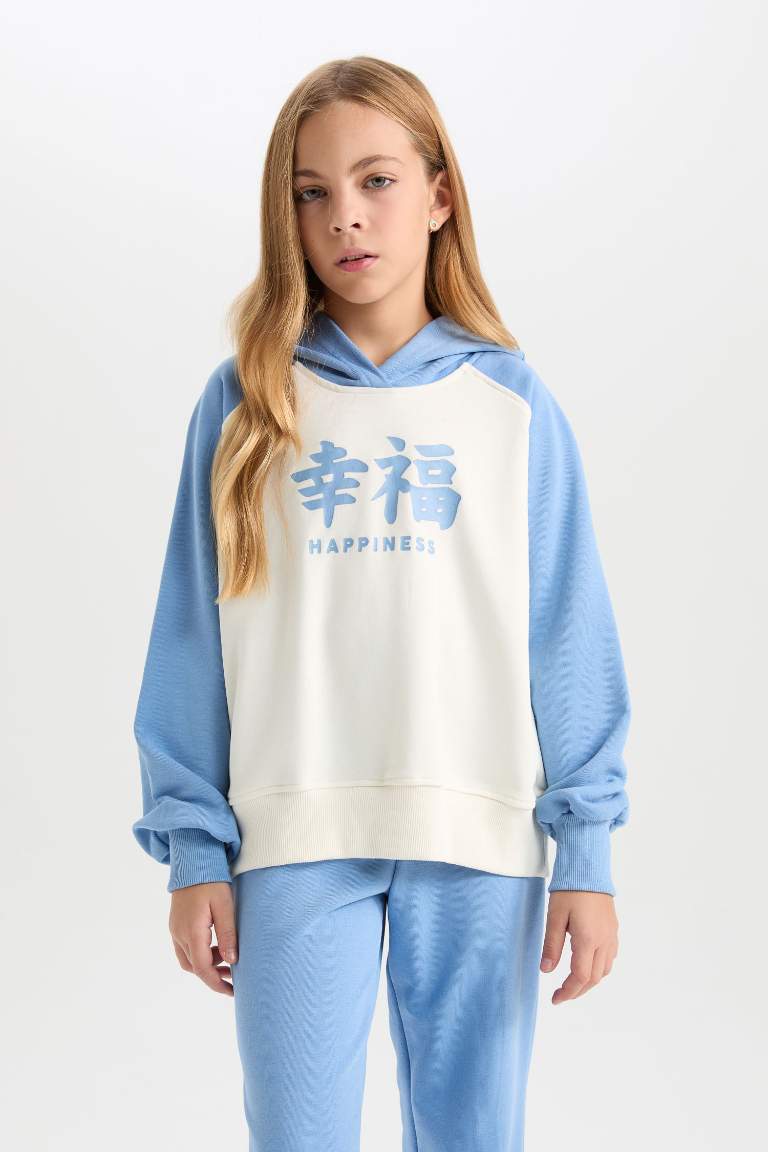D4065A8_24WN_BE756_03_01.jpg Girls' Hoodie Printed Sweatshirt and Elastic Waist Joggers Set