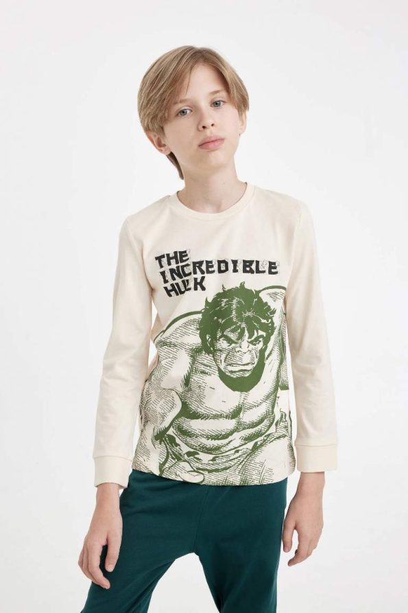 Boys' Marvel Long Sleeve Pajama Set with Elastic Waist Pants