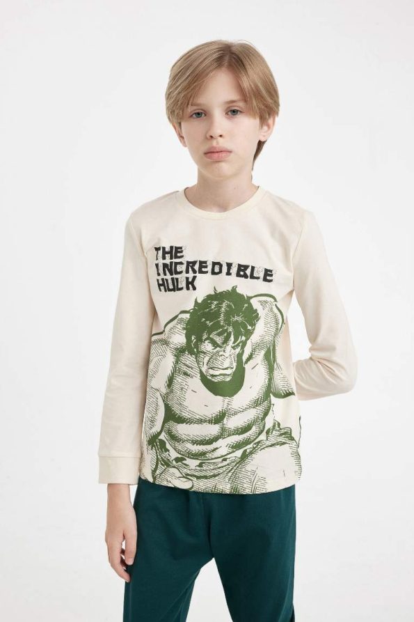 Boys' Marvel Long Sleeve Pajama Set with Elastic Waist Pants