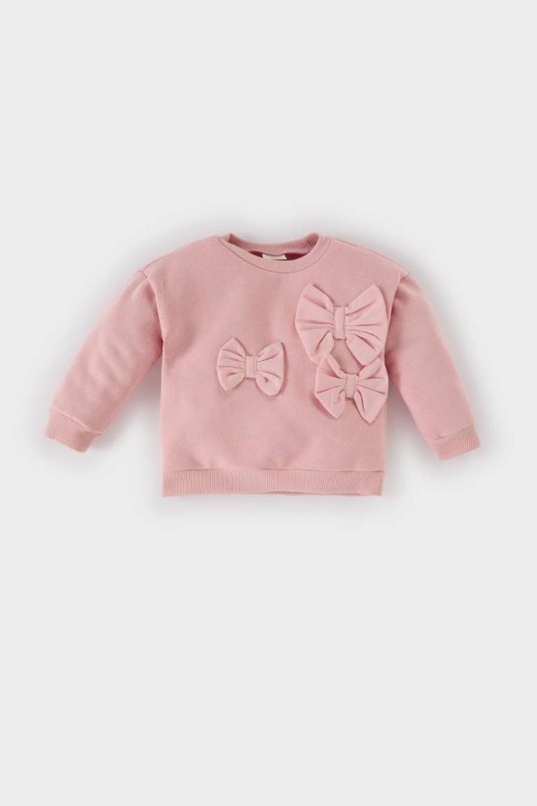Girls' Baby Crew Neck Bow Sweatshirt