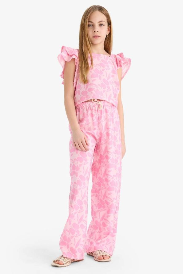 Girls' Printed Short Sleeve Blouse