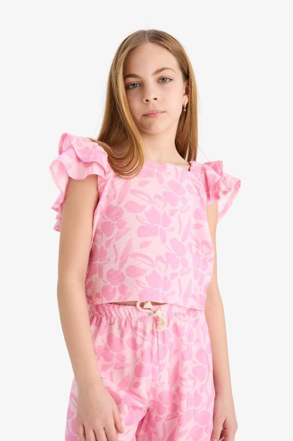Girls' Printed Short Sleeve Blouse