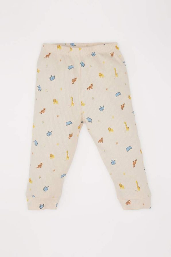 Boys' Safari Print Pajama Set with Long Sleeve Top and Elastic Waist Pants