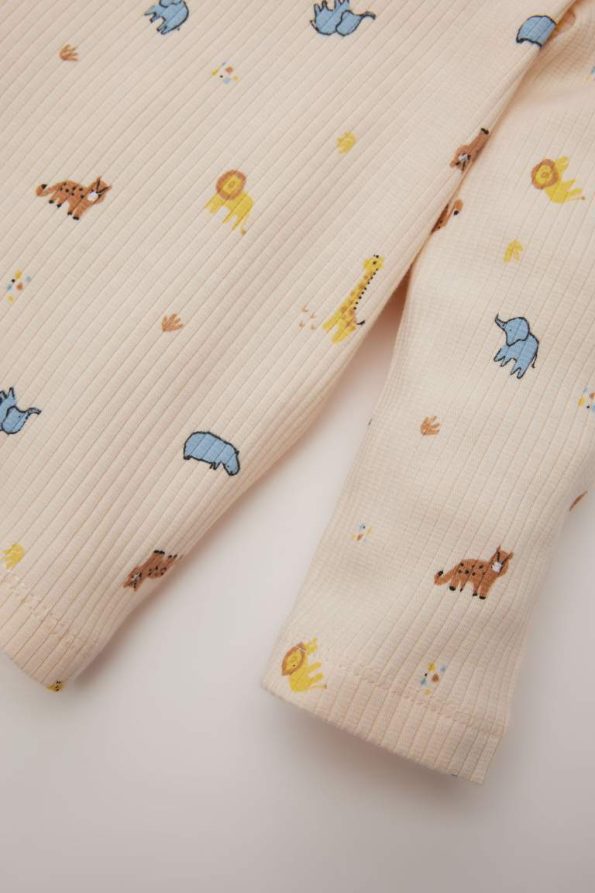 Boys' Safari Print Pajama Set with Long Sleeve Top and Elastic Waist Pants