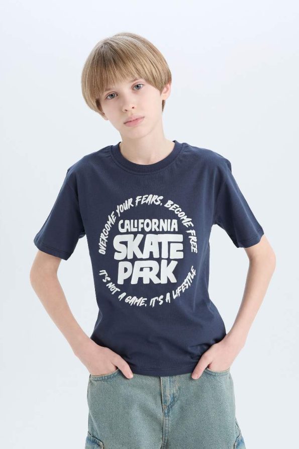Boys' Printed Crew Neck Short Sleeve T-Shirt