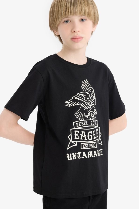 Boys' Printed Crew Neck Short Sleeve T-Shirt