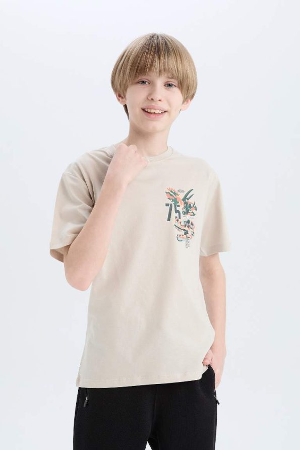 Boys' Short Sleeve Printed Crew Neck T-Shirt