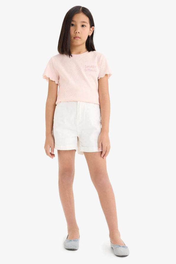 Girls' Slim Fit Printed Short Sleeve T-Shirt
