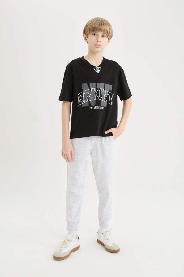 Boys' 2-Piece Set Short Sleeve Printed T-Shirt with Elastic Waist Pants