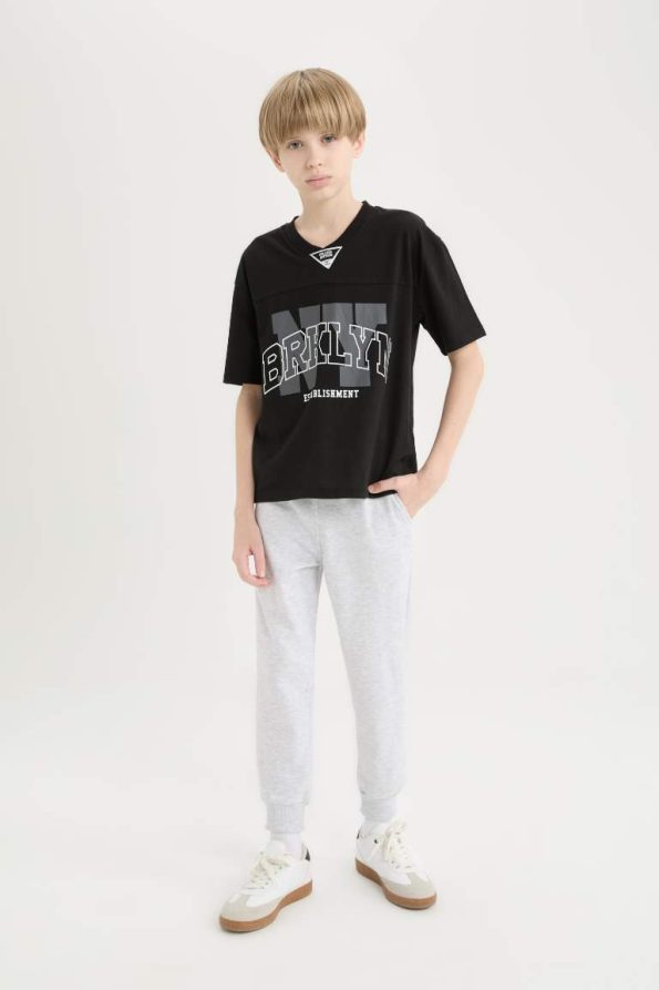 Boys' 2-Piece Set Short Sleeve Printed T-Shirt with Elastic Waist Pants