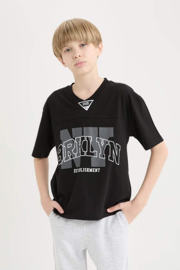 Boys' 2-Piece Set Short Sleeve Printed T-Shirt with Elastic Waist Pants