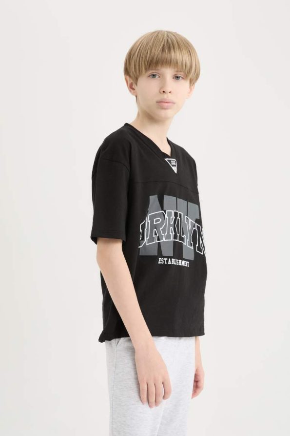 Boys' 2-Piece Set Short Sleeve Printed T-Shirt with Elastic Waist Pants