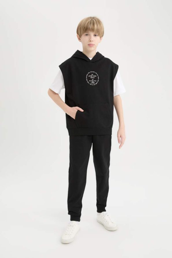 Boys' 3-Piece Set with Hooded Sleeveless Sweatshirt, Short-Sleeve T-Shirt, and Elastic Waist Jogger Pants