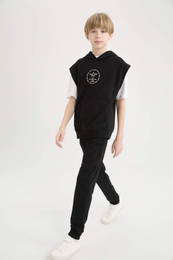 Boys' 3-Piece Set with Hooded Sleeveless Sweatshirt, Short-Sleeve T-Shirt, and Elastic Waist Jogger Pants