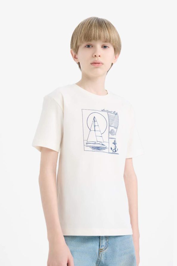 Boys' Printed Short Sleeve Crew Neck T-Shirt