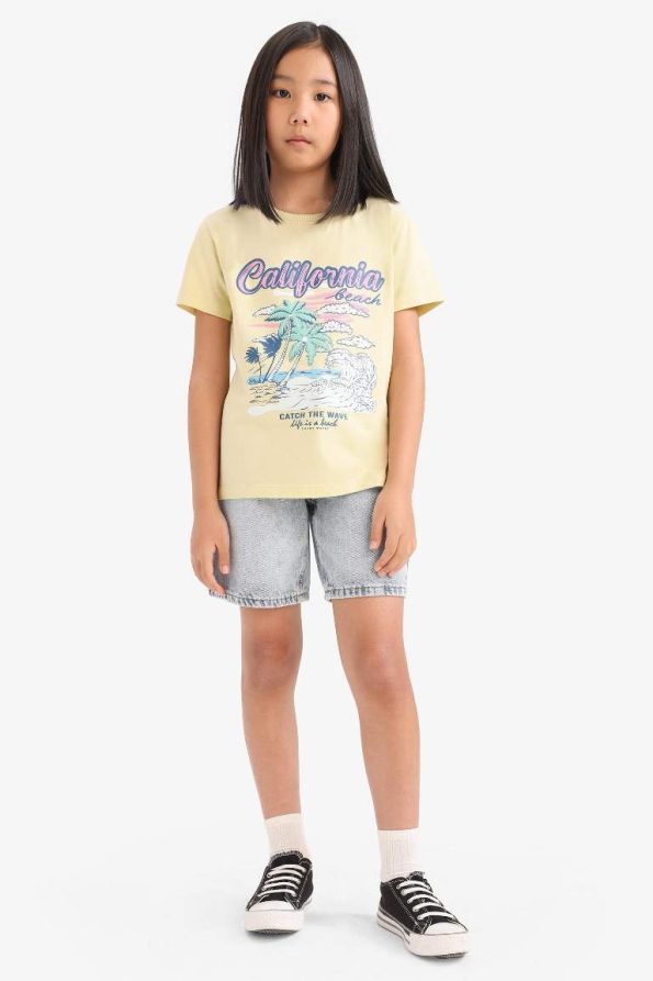 Girls' Short Sleeve Print Crew Neck T-Shirt