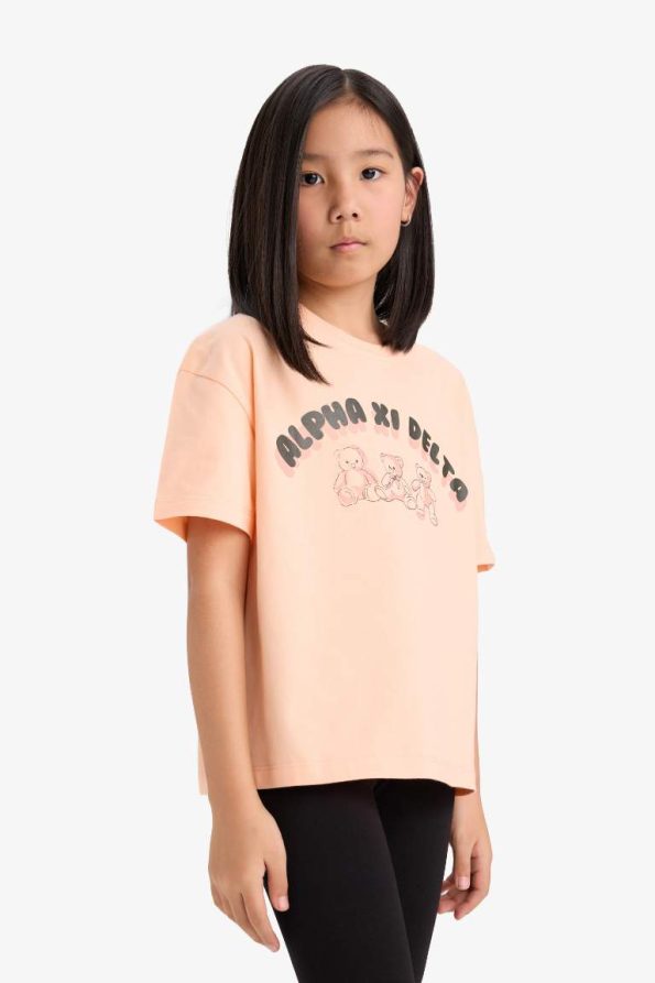 Girls' Relax Fit Printed Crew Neck Short Sleeve T-Shirt