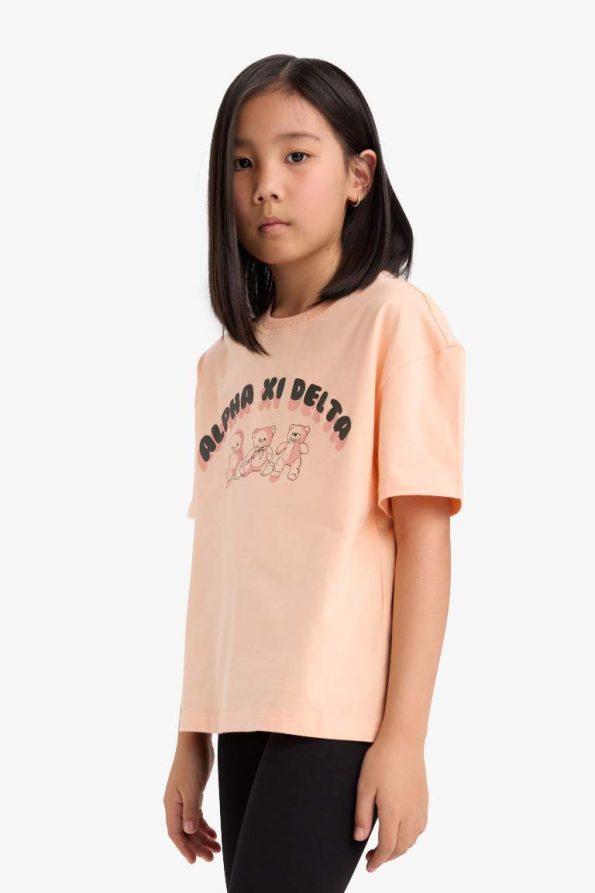 Girls' Relax Fit Printed Crew Neck Short Sleeve T-Shirt