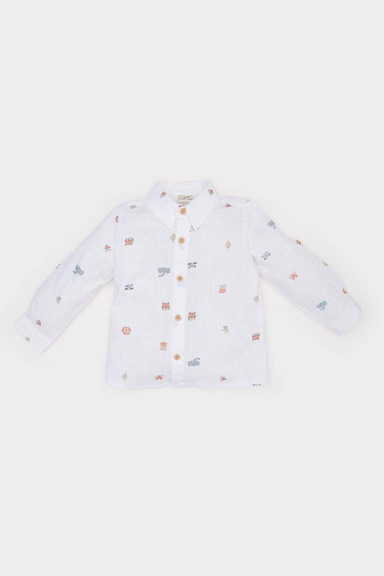 E2009A5_25SP_ER105_01_01.jpg Boys' Animal Print Long Sleeve Poplin Shirt