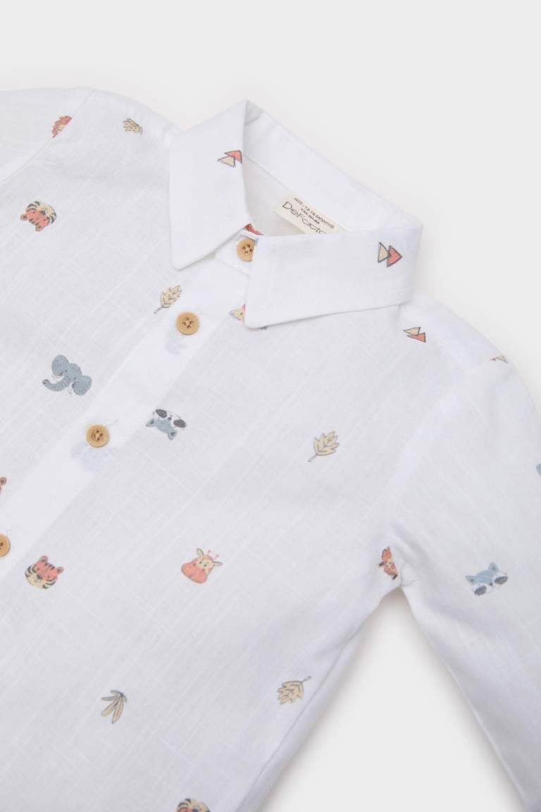 E2009A5_25SP_ER105_02_01.jpg Boys' Animal Print Long Sleeve Poplin Shirt