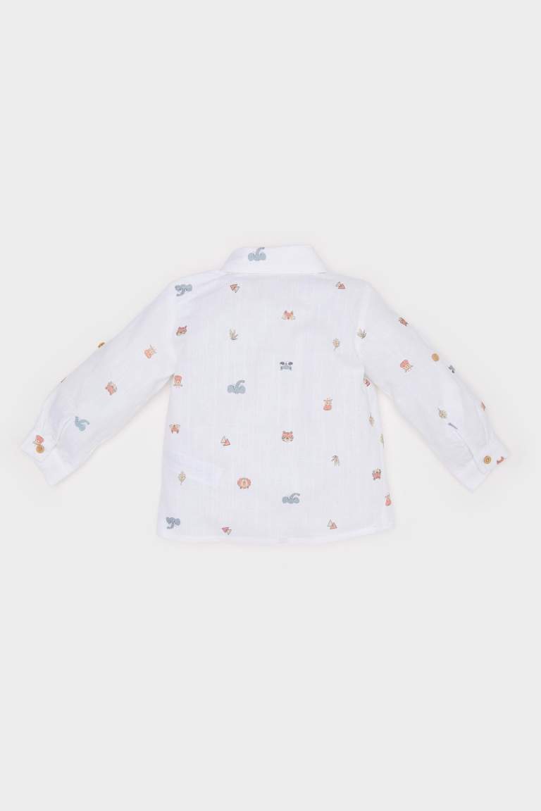 E2009A5_25SP_ER105_04_01.jpg Boys' Animal Print Long Sleeve Poplin Shirt