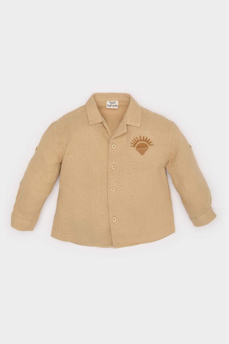 E2023A5_25SP_YL166_01_01.jpg Boys' Embroidered Muslin Long Sleeve Shirt