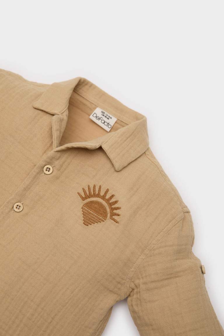 E2023A5_25SP_YL166_02_01.jpg Boys' Embroidered Muslin Long Sleeve Shirt