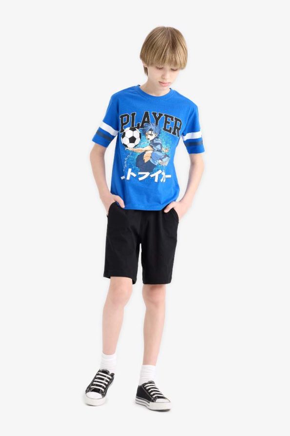 Boys' 2-Piece Set Short Sleeve Printed T-Shirt and Elastic Waist Shorts