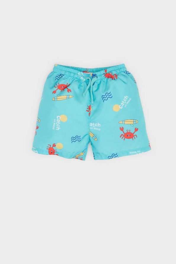 Boys' 2-Piece Crab Print Short Sleeve T-Shirt and Elastic Waist Swim Shorts