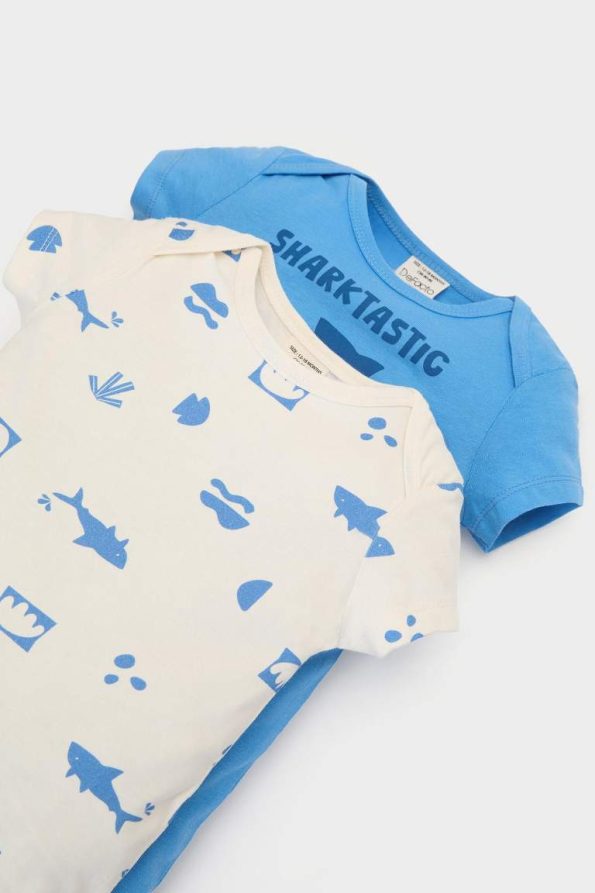 Baby Boy Newborn Printed Cotton Short Sleeve Romper Set