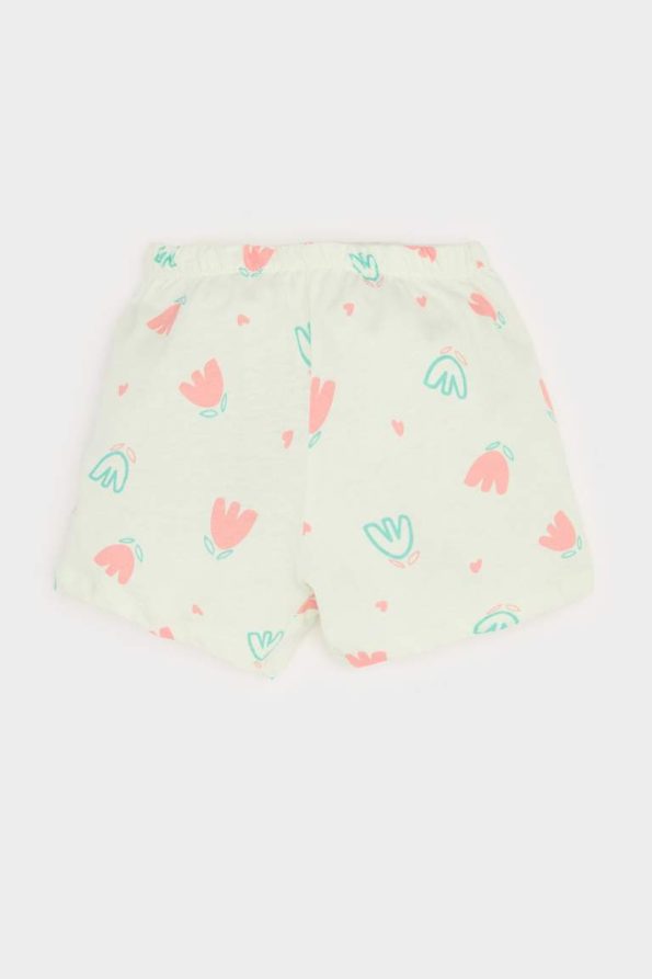 Girls' Floral Short Sleeve Pajama Set with Elastic Waist Shorts