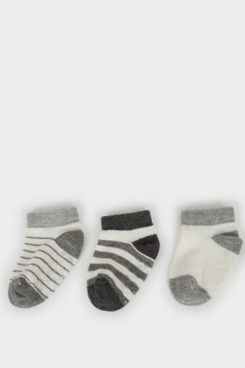 Non-Slip Sole Cotton Socks for Baby Boys - Set of 3