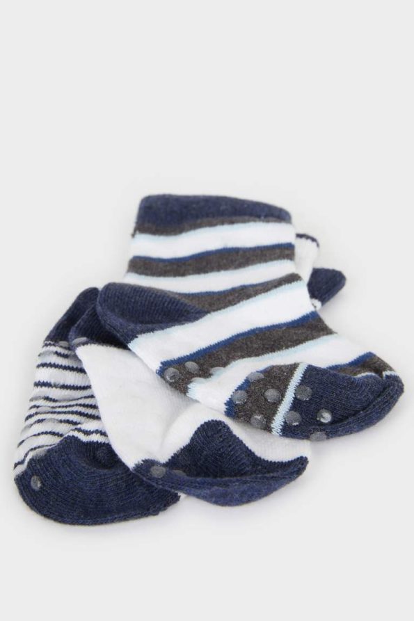 Boys' Non-Slip Sole Cotton Long Socks - Set of 3