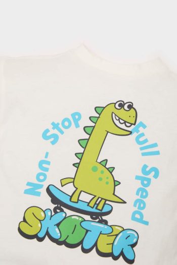 Boys' Short Sleeve Dinosaur Print Crew Neck T-Shirt