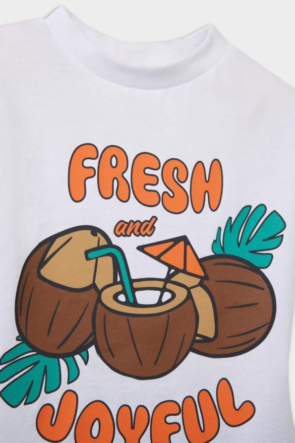 Boys' 2-Piece Set with Printed Short-Sleeve T-Shirt and Elastic Waist Shorts