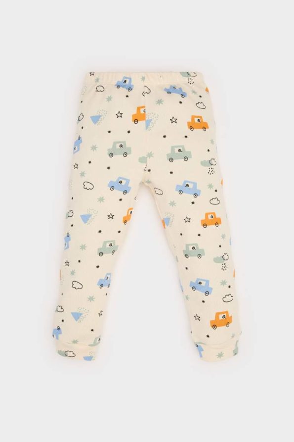 Boys' Pajama Set with Vehicle Print and Ribbed Long Sleeve Top