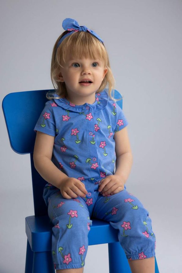 Baby Girl Newborn Floral Short Sleeve Romper and Headband Set