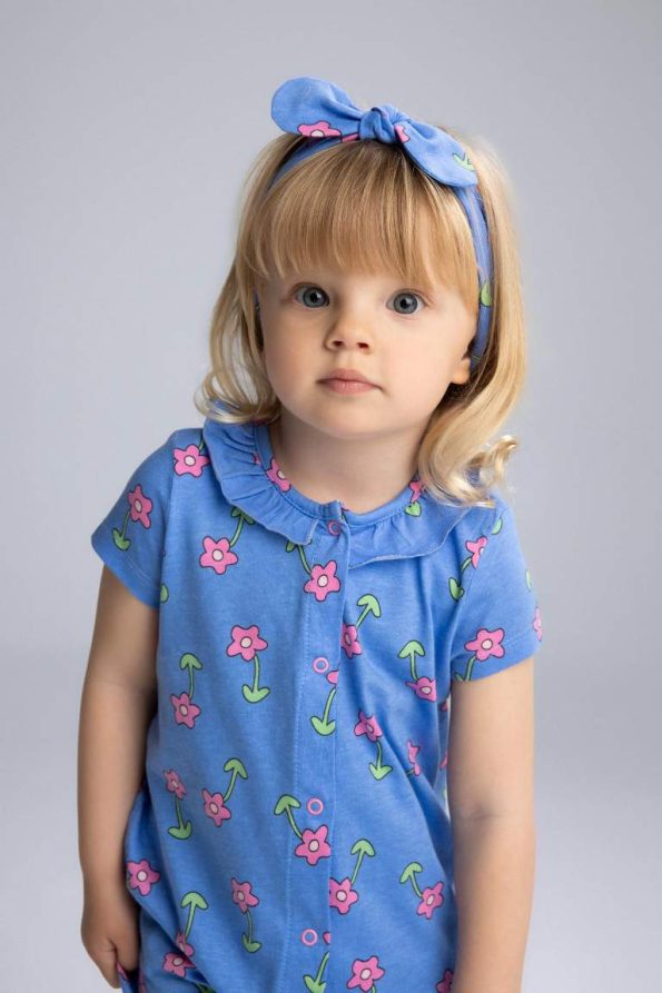 Baby Girl Newborn Floral Short Sleeve Romper and Headband Set
