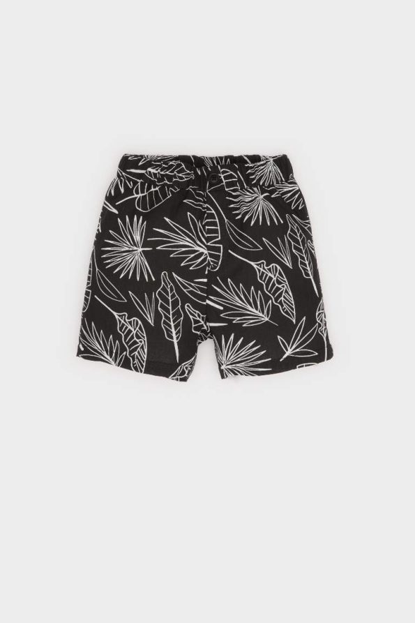 Boys' 2-Piece Set with Patterned Flannel Short Sleeve Shirt and Elastic Waist Shorts