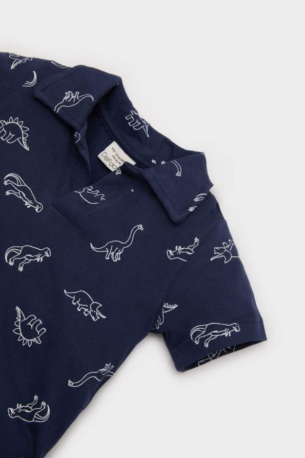 Boys' Dino Print Two-Piece Set with Elastic Waist Short Jeans