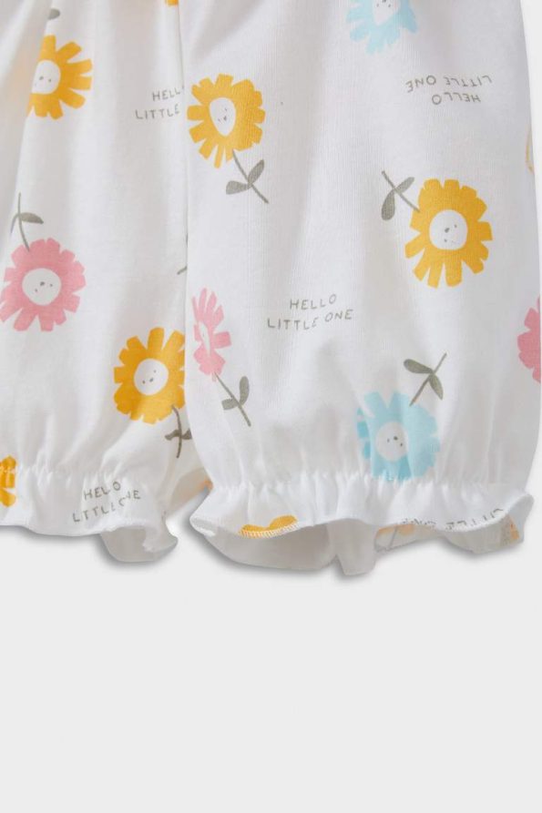 Girl's Baby 2-Piece Set Floral Short Sleeve T-Shirt and Overalls