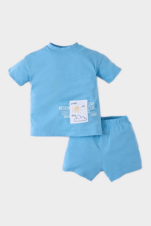 Boys' 2-Piece Set Printed Short Sleeve T-Shirt and Elastic Waist Shorts